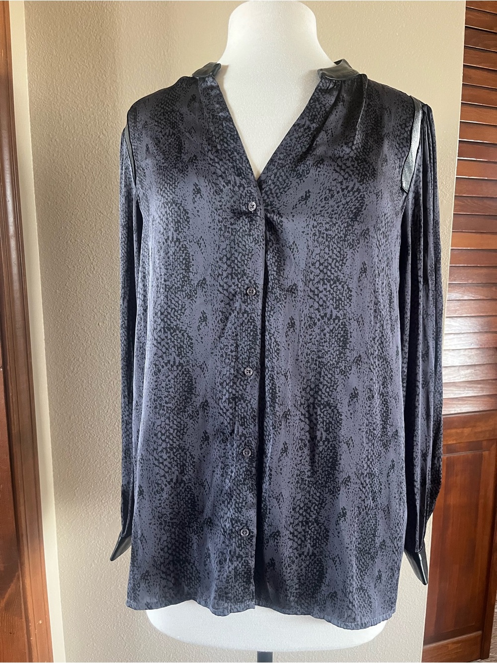 Women’s Black Snake Print Button-Up Blouse